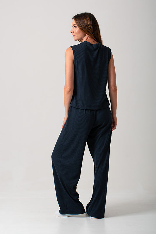 Casey Rib Knit Pants - Navy