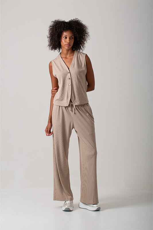 Casey Rib Knit Pants - Stone