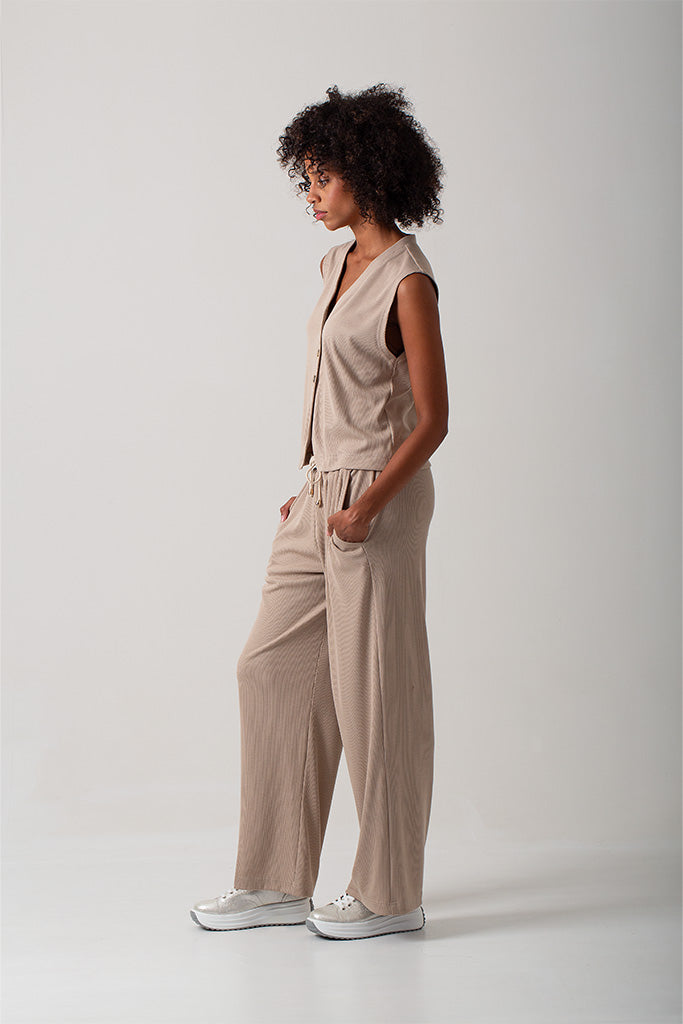 Casey Rib Knit Pants - Stone