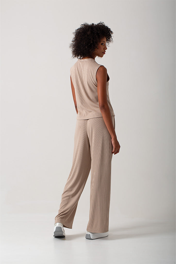 Casey Rib Knit Pants - Stone