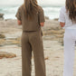 Casey Drawstring Pants Muslin - Mocha
