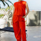Linen Casey Drawstring Pants - Tangerine