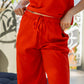 Linen Casey Drawstring Pants - Tangerine