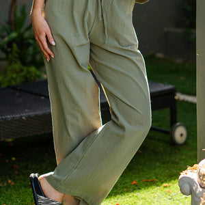 Casey Drawstring Pants in Washer Cotton - Fatigue