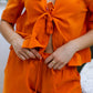 Casey Drawstring Pants in Washer Cotton - Orange