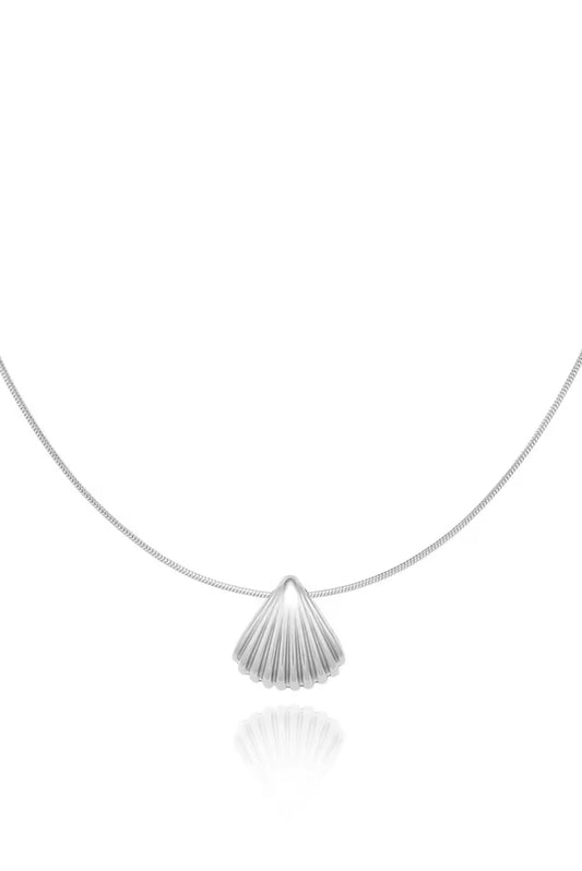 Clam Shell Pendant Necklace - Silver