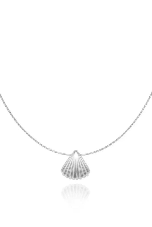 Clam Shell Pendant Necklace - Silver