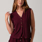 Elle Rib Knit Waist Coat - Burgundy