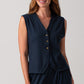 Elle Rib Knit Waist Coat - Navy