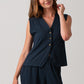 Elle Rib Knit Waist Coat - Navy