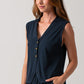 Elle Rib Knit Waist Coat - Navy