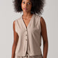 Elle Rib Knit Waist Coat - Stone