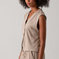 Elle Rib Knit Waist Coat - Stone