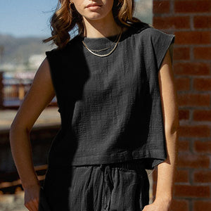 Freda Crop Top Muslin - Black