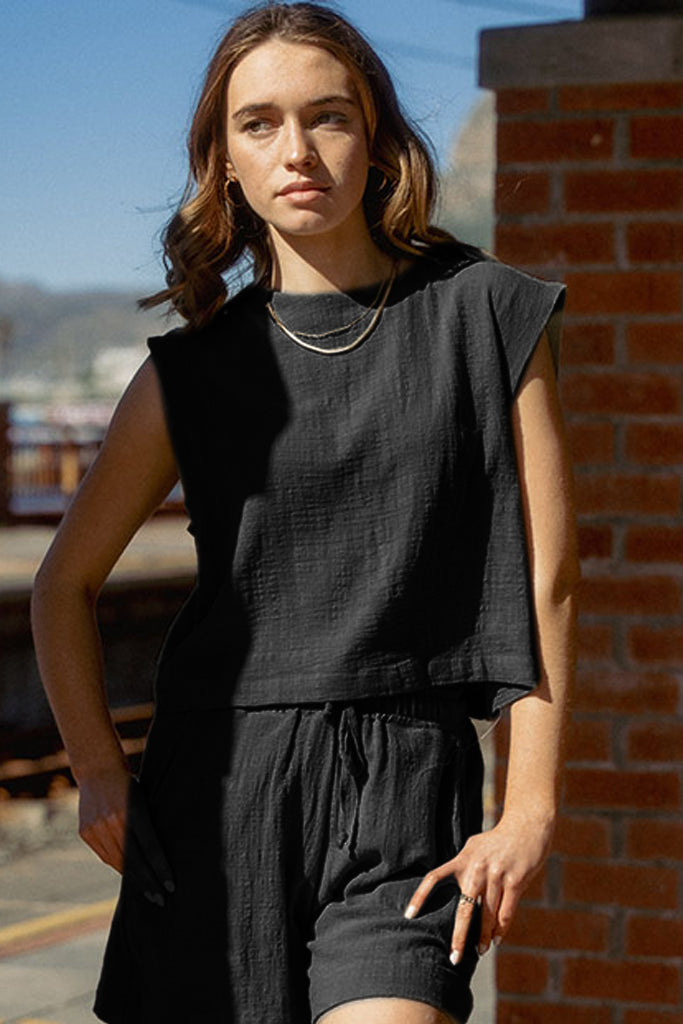 Freda Crop Top Muslin - Black