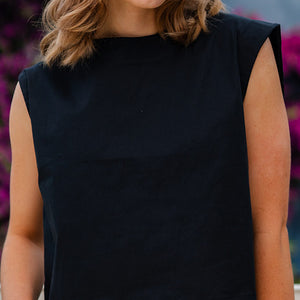 Poplin Freda Crop Top - Black