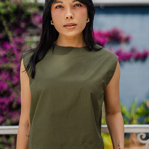 Poplin Freda Crop Top - Khaki