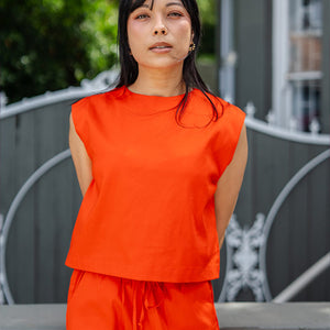 Poplin Freda Crop Top - Tangerine