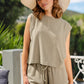 Freda Crop Top in Linen Viscose - Fatigue