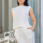 Freda Crop Top in Linen Viscose - Cream