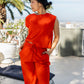 Linen Freda Crop Top - Tangerine
