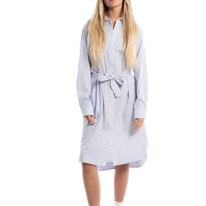 Freya Shirt Dress - Blue & White Stripe