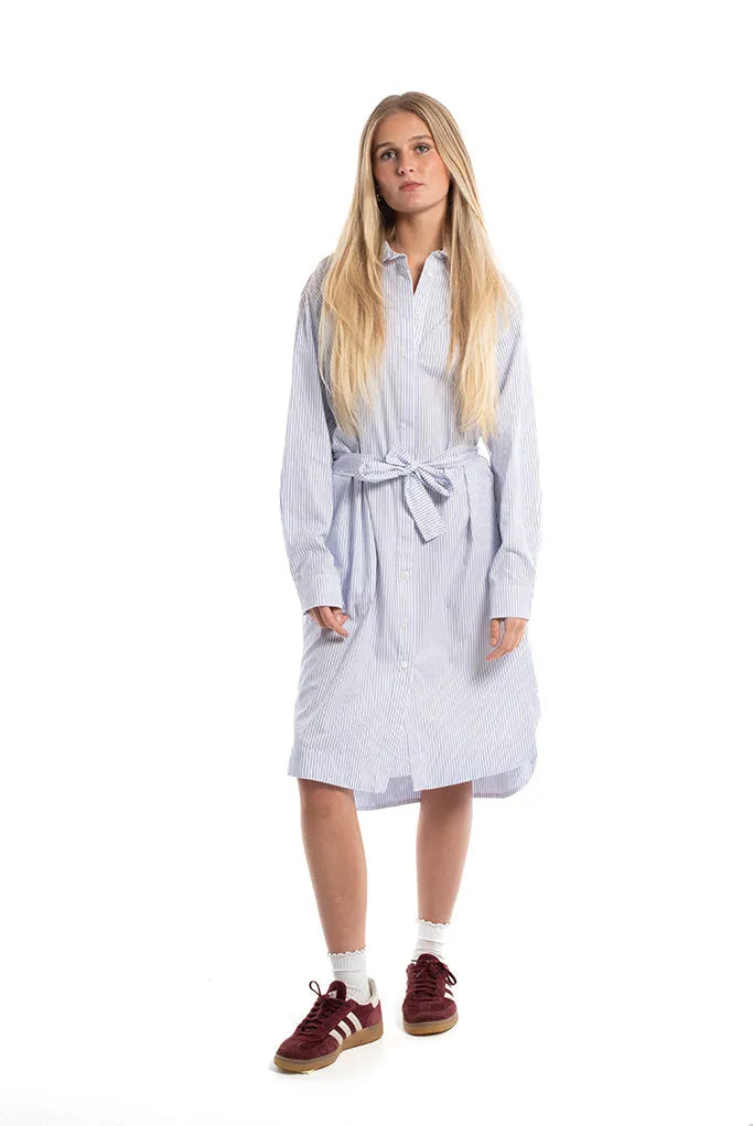 Freya Shirt Dress - Blue & White Stripe