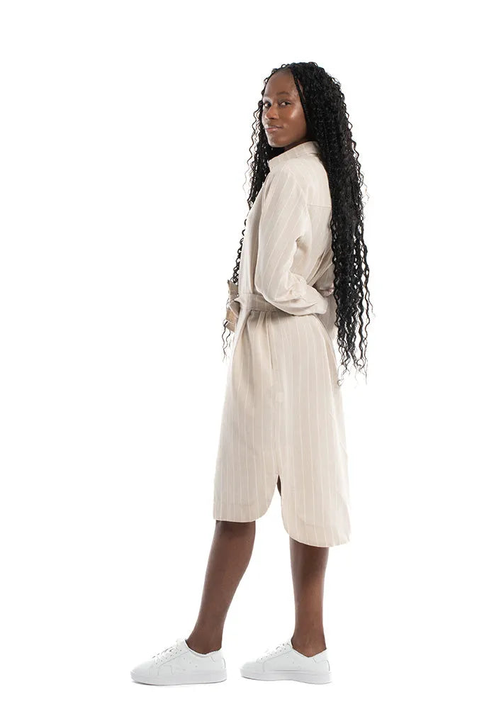 Freya Shirt Dress - Natural Stripe