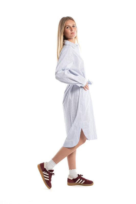 Freya Shirt Dress - Blue & White Stripe