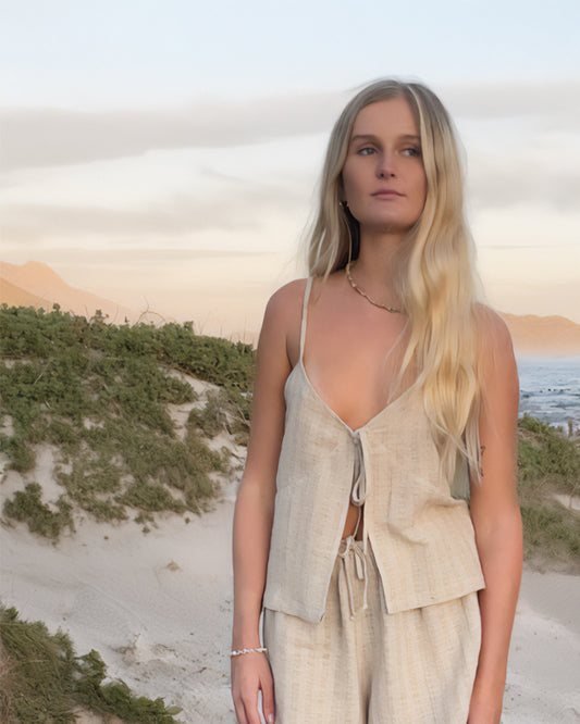 Island Slit Cami Self Stripe