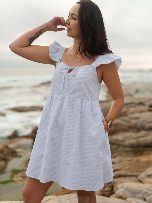 Jane Dress Linen Cotton - Light Blue