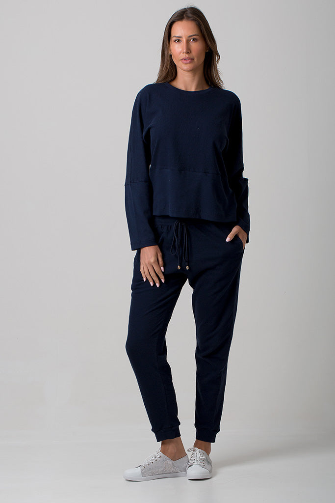 Kate Comfy Joggers - Cotton Jersey - Navy