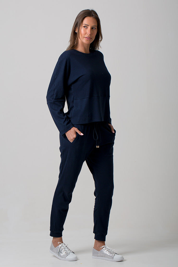 Kate Comfy Joggers - Cotton Jersey - Navy