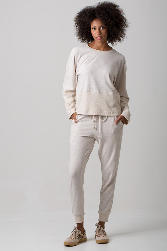 Kate Comfy Joggers - Cotton Jersey - Oatmeal