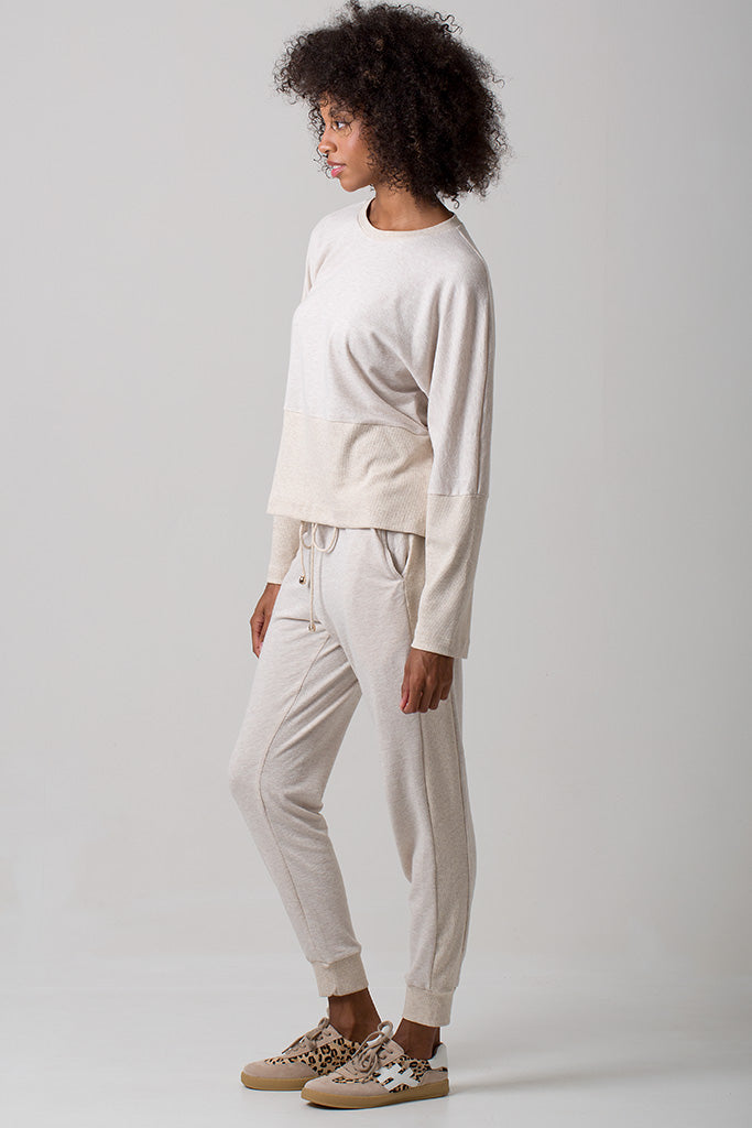 Kate Comfy Joggers - Cotton Jersey - Oatmeal