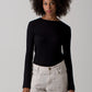 Angie Long Sleeve Viscose Top - Black