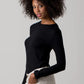 Angie Long Sleeve Viscose Top - Black