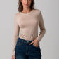 Angie Long Sleeve Viscose Top - Stone