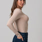 Angie Long Sleeve Viscose Top - Stone