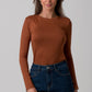 Angie Long Sleeve Viscose Top - Tobacco