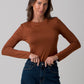 Angie Long Sleeve Viscose Top - Tobacco