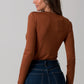 Angie Long Sleeve Viscose Top - Tobacco