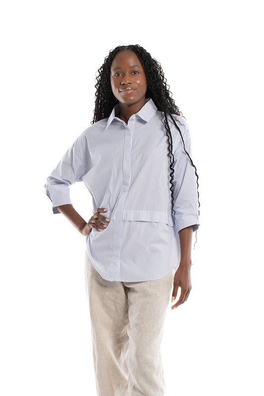 Monroe Shirt - Blue & White Stripe