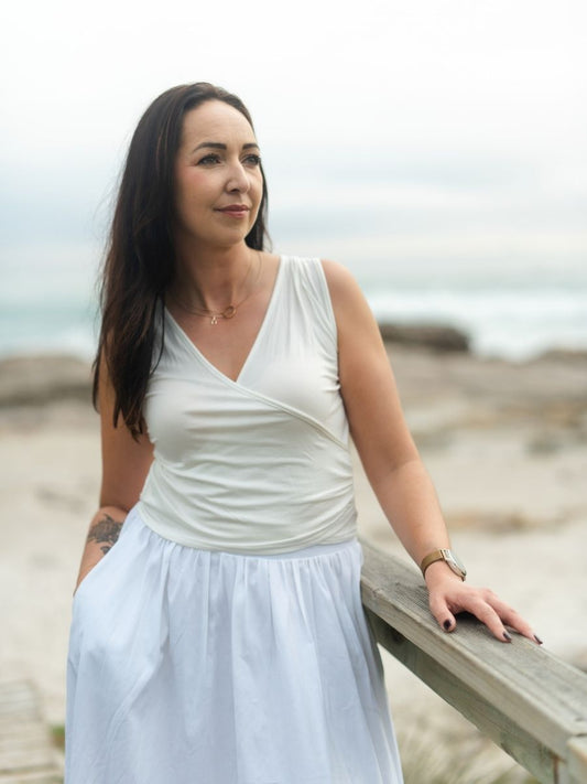 Olivia Crossover Top  - Cream