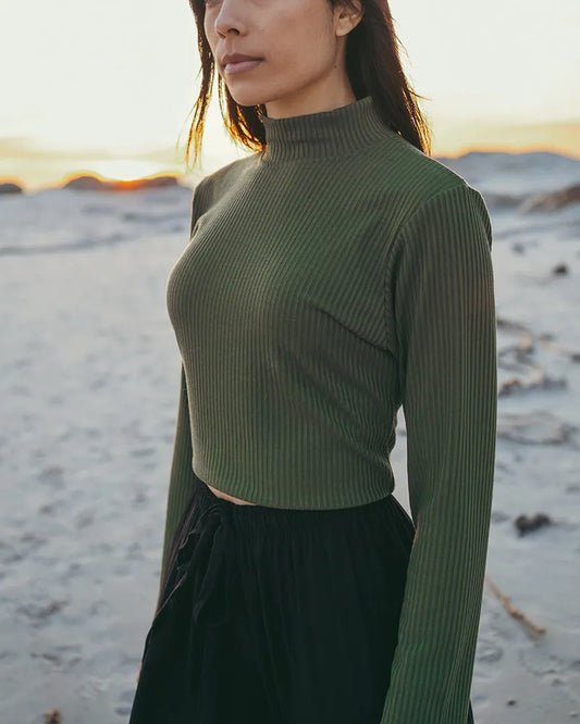 Ribbed Polo Top - Long Sleeve