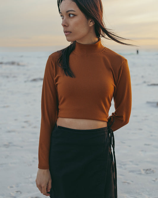 Ribbed Polo Top - Long Sleeve