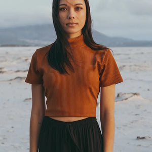 Ribbed Polo Top - Short Sleeve