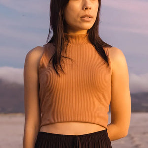 Ribbed Polo Top - Sleeveless