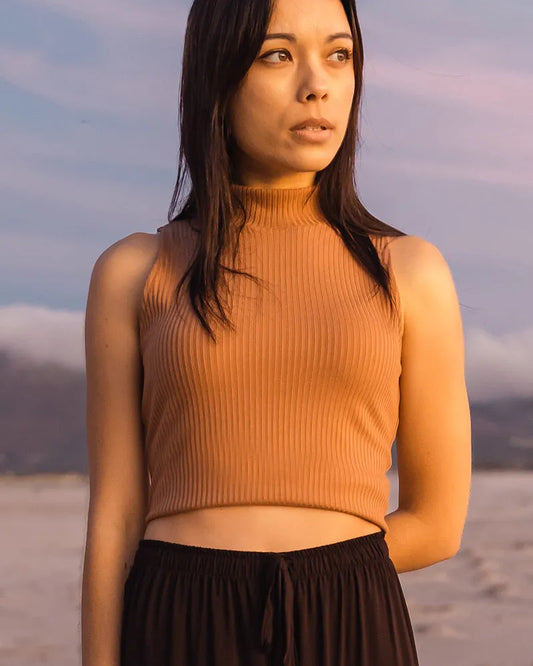 Ribbed Polo Top - Sleeveless