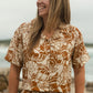 Santana Shirt Rayon Print - Rust Leaf
